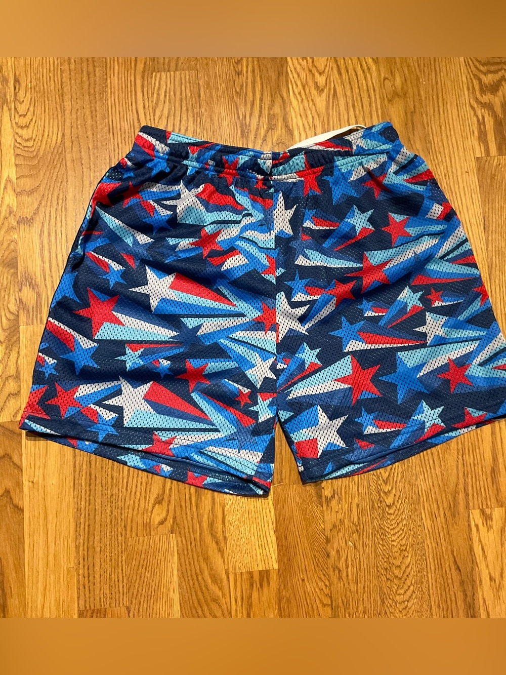 chubbies- Red White Blue Mesh Lined  Shorts with Patriotic Star Pattern. Size M